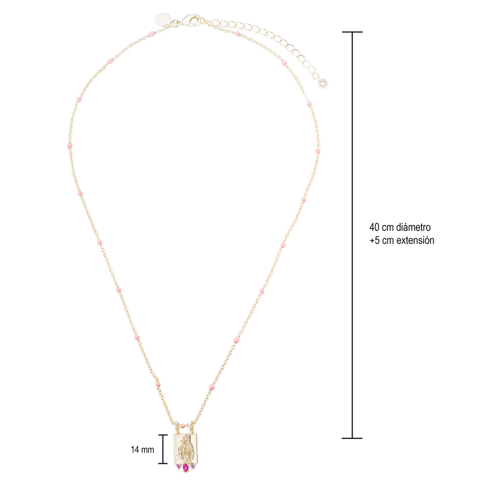 Collar Virgen Milagrosa Cluster Coral