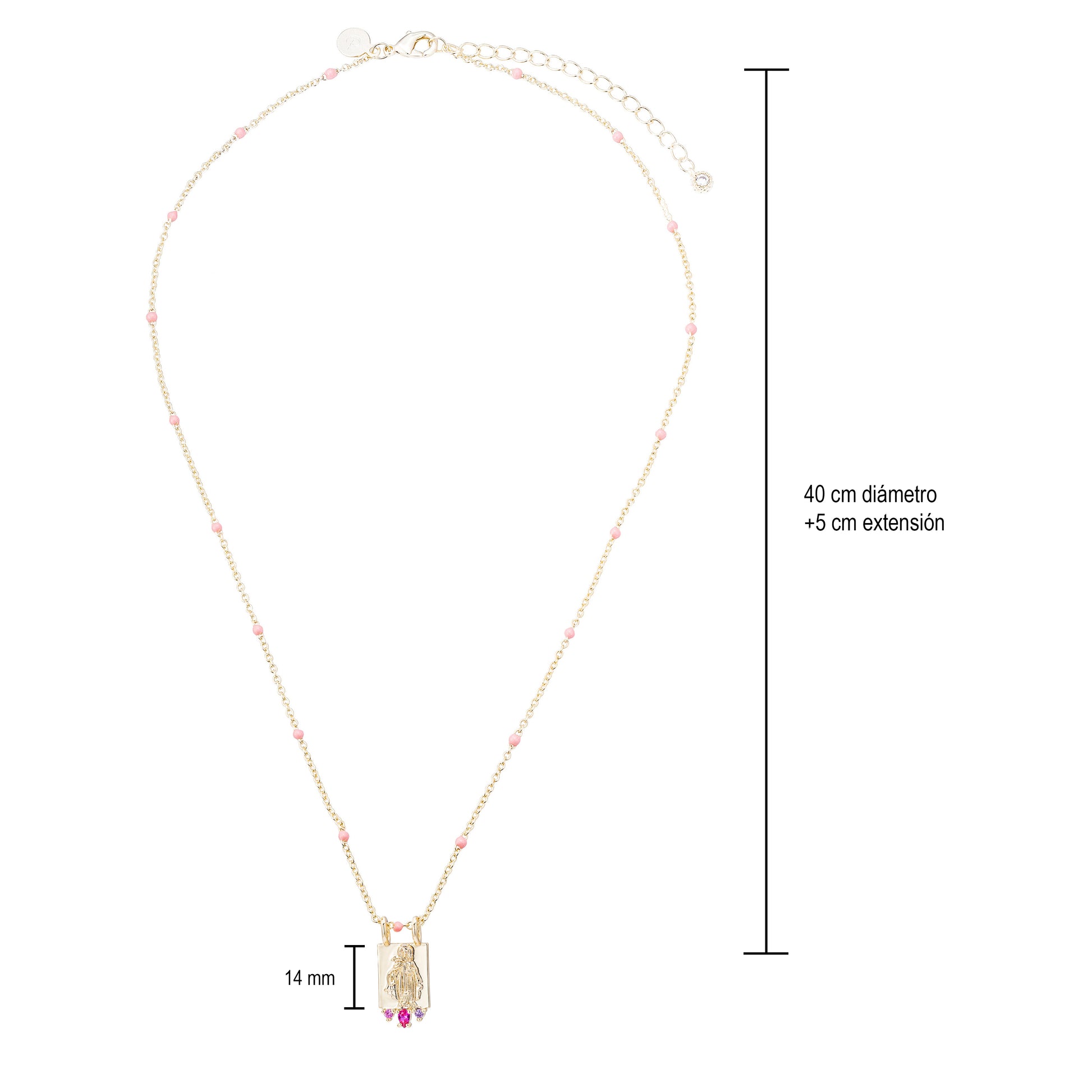 Collar Virgen Milagrosa Cluster Coral