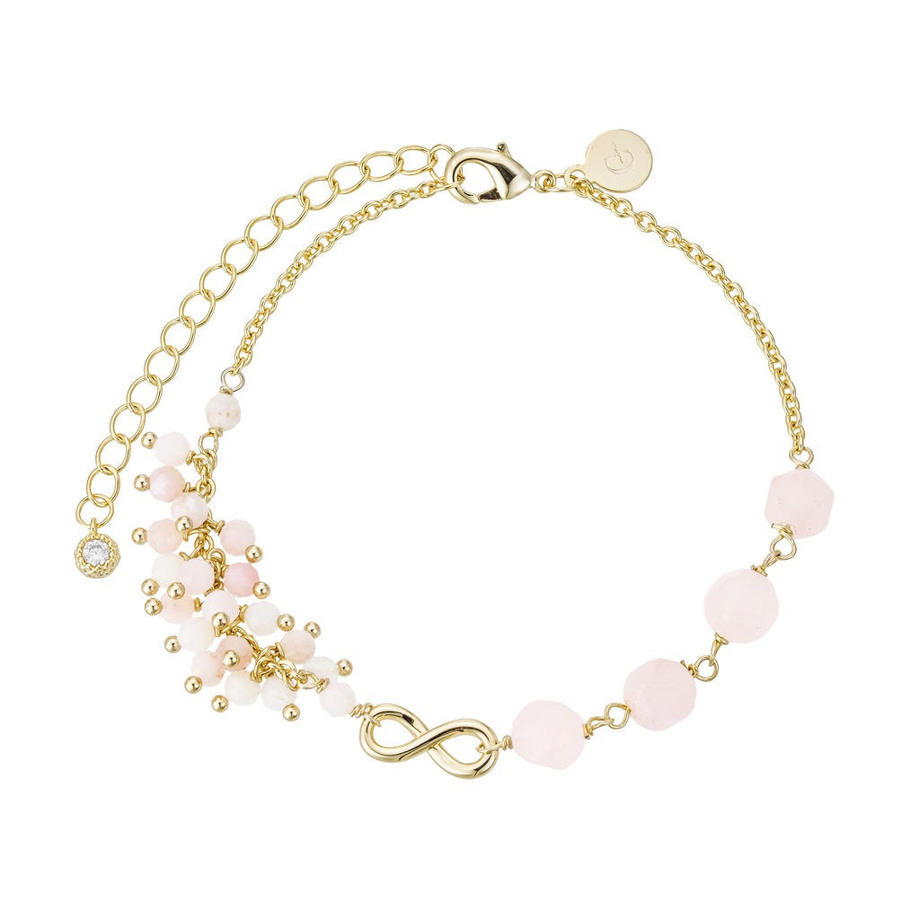 Pulsera Lila con Símbolo de Infinito y Piedras Naturales