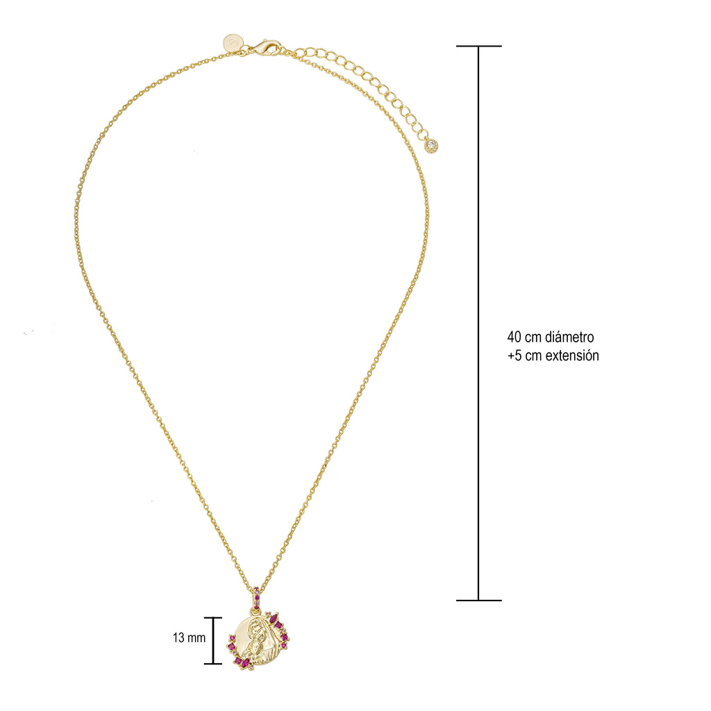 Collar Virgen con Niño y Detalles Rosas