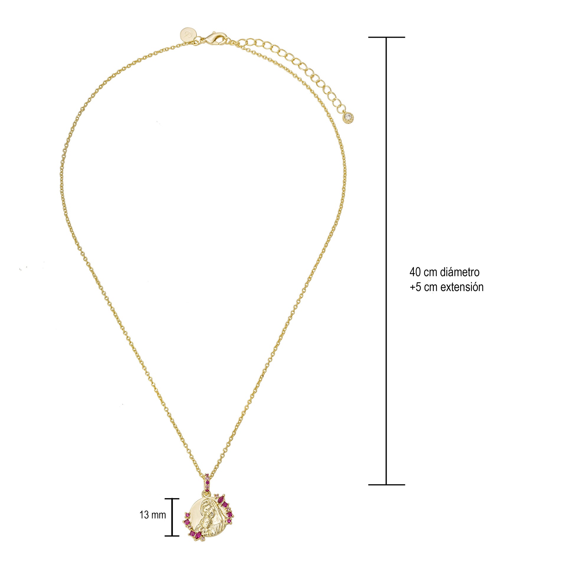 Collar Virgen con Niño y Detalles Rosas