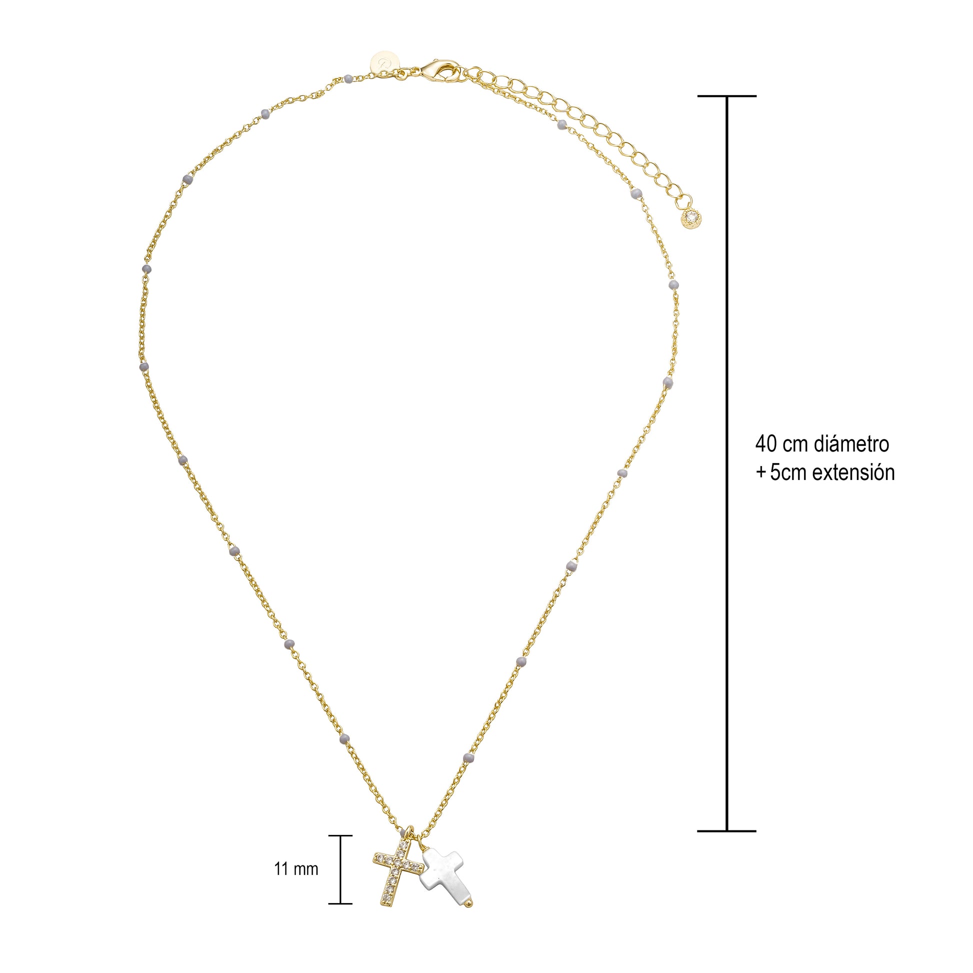 Collar Doble Cruz Madre Perla