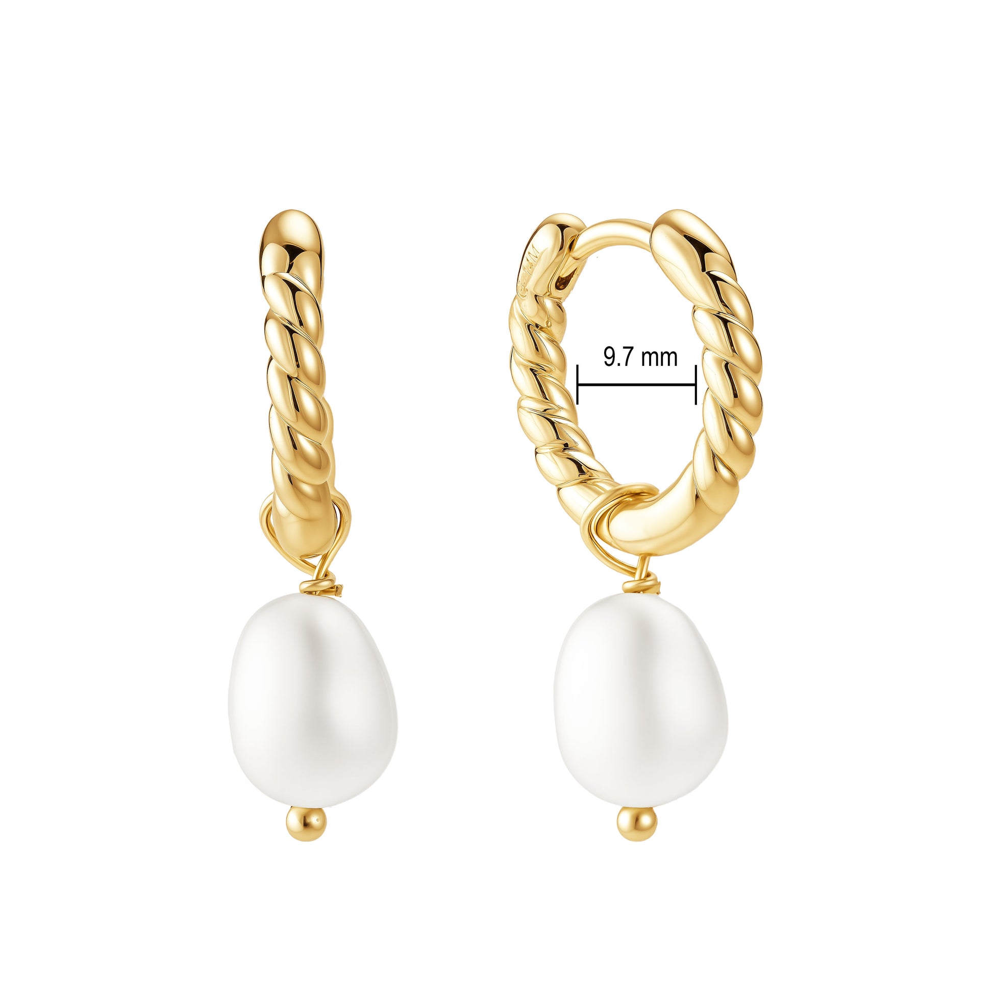 Aretes cadena con Perla