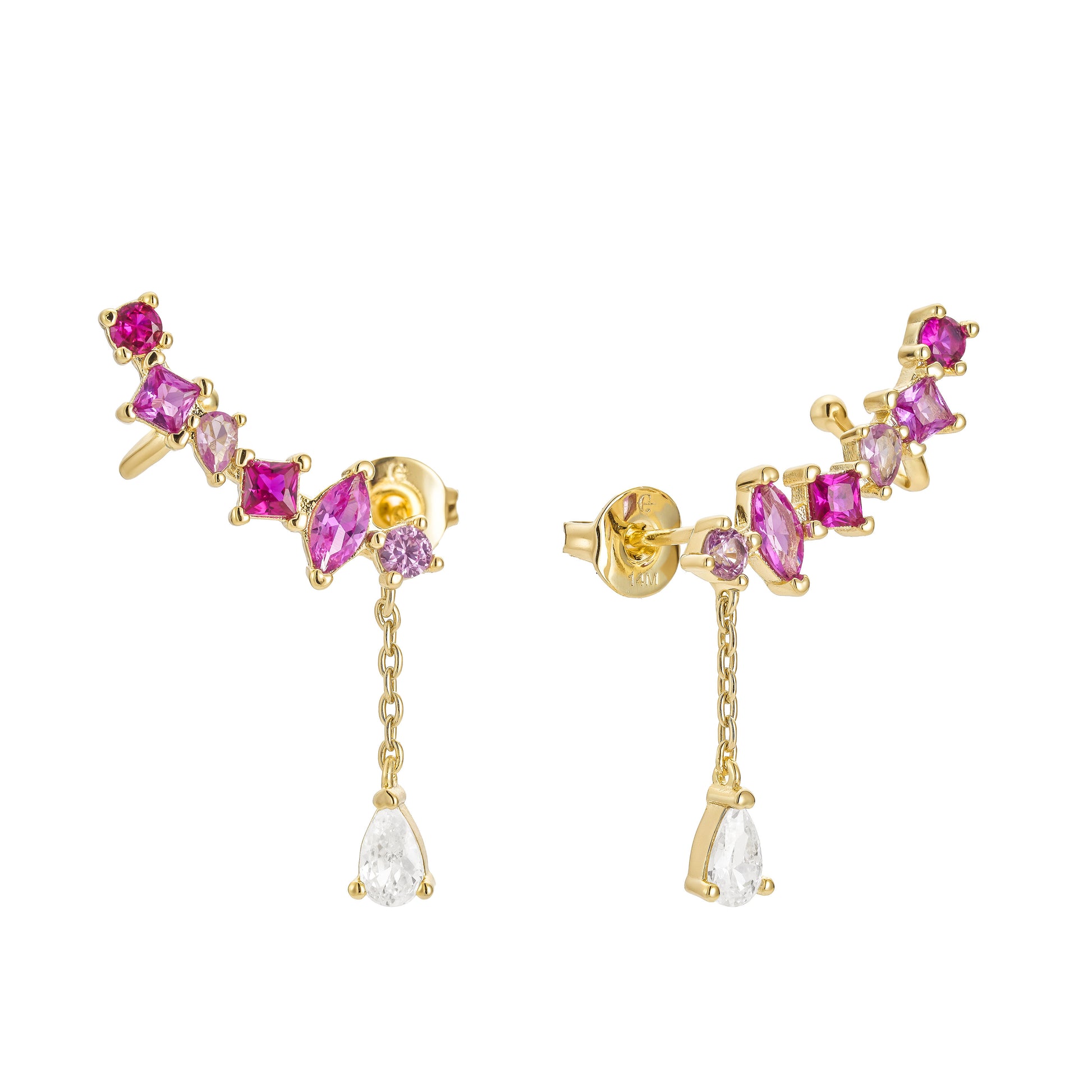 Aretes Rubí con Colgantes