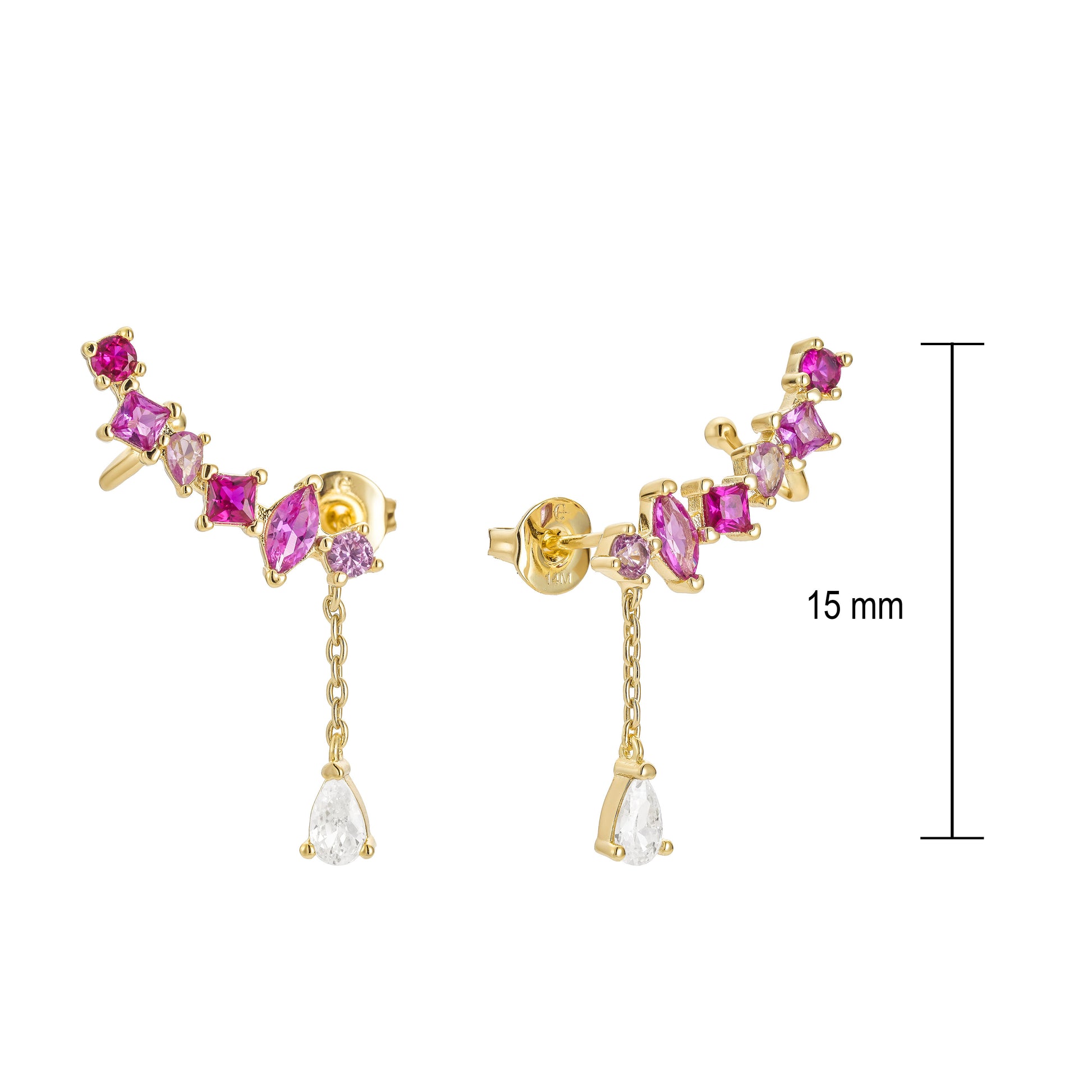 Aretes Rubí con Colgantes