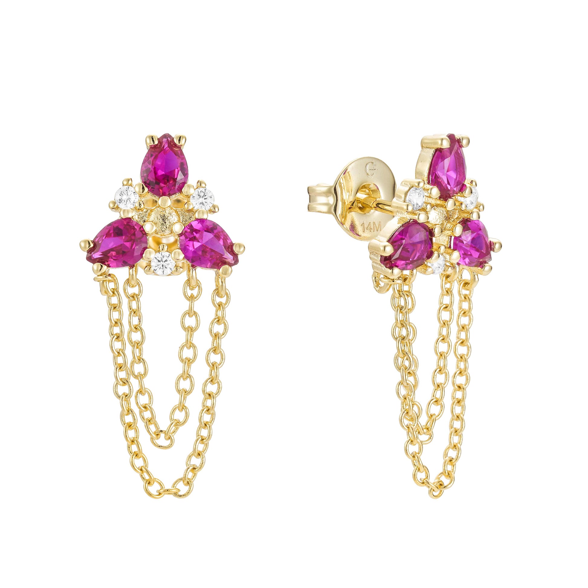 Aretes Circonias con Cadena