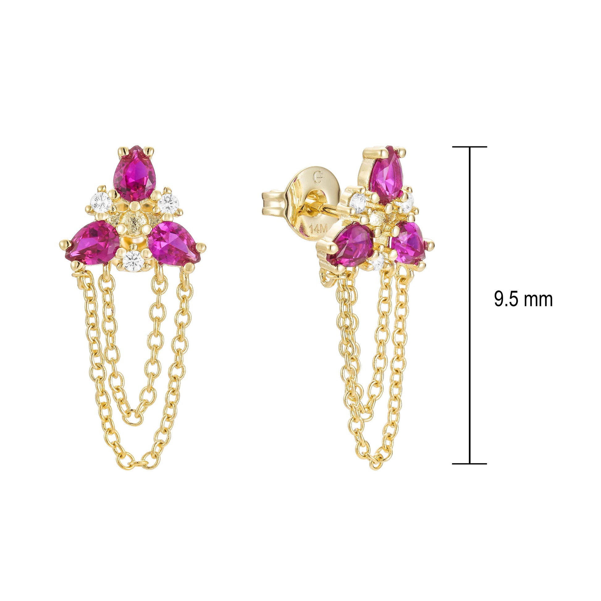 Aretes Circonias con Cadena