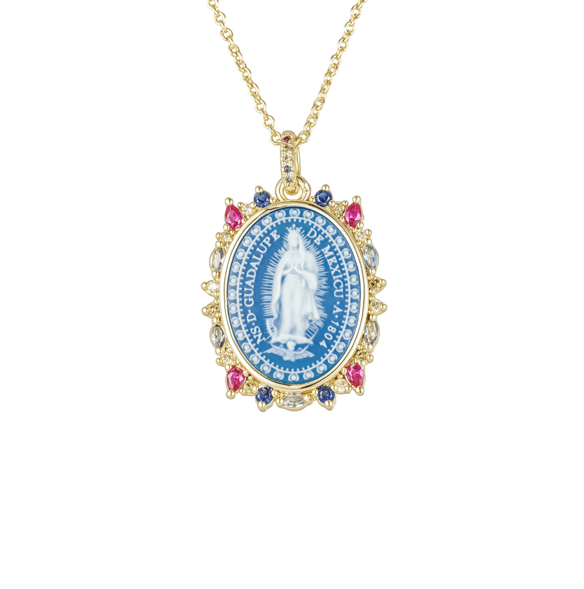 Collar de Piedra Ágata Virgen de Guadalupe