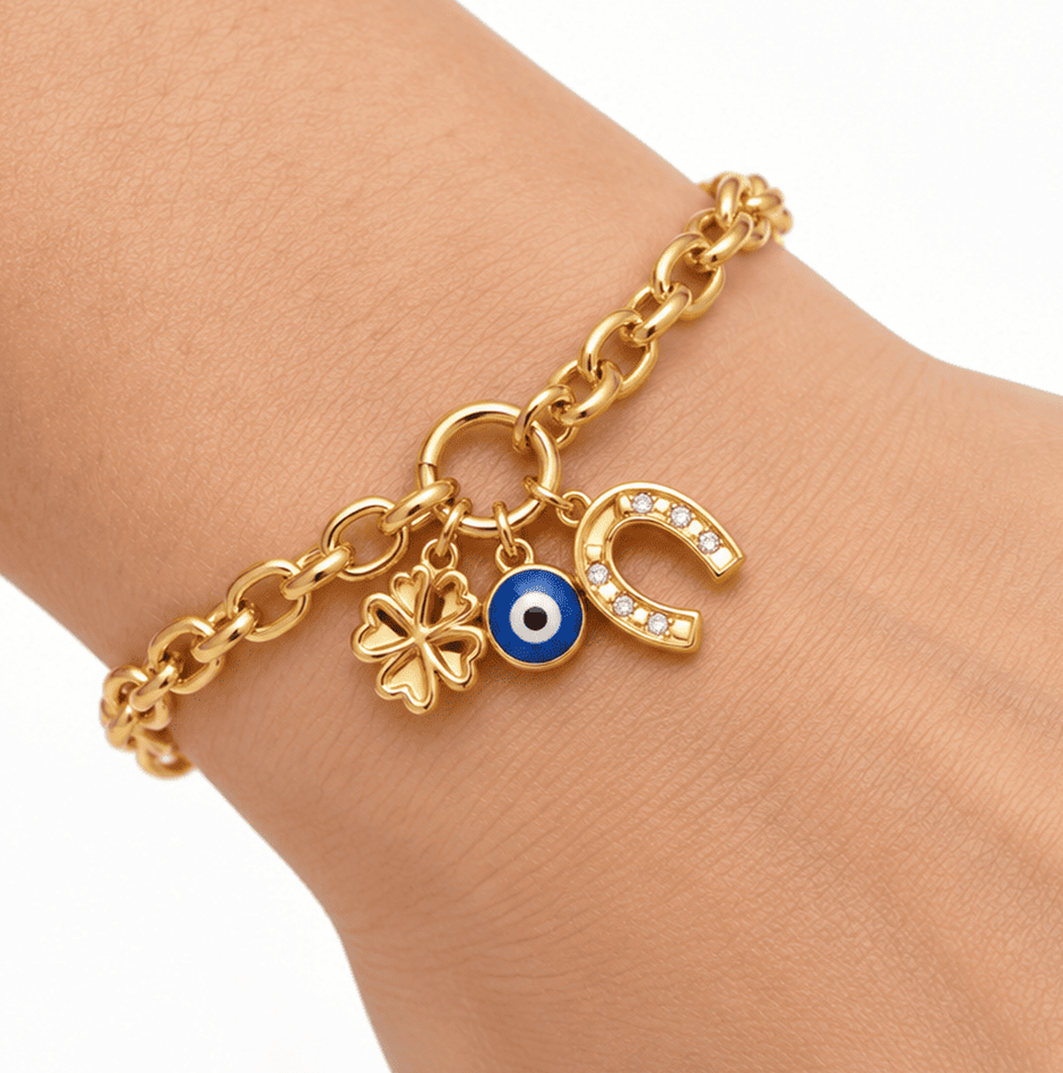 PULSERA DORADA DIJES DE LA SUERTE