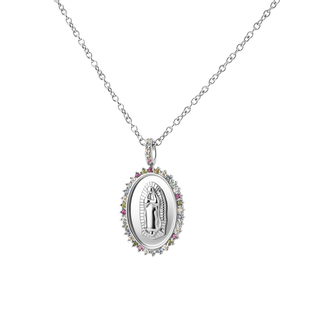 Collar Medalla Virgen de Guadalupe con circonias Multicolor