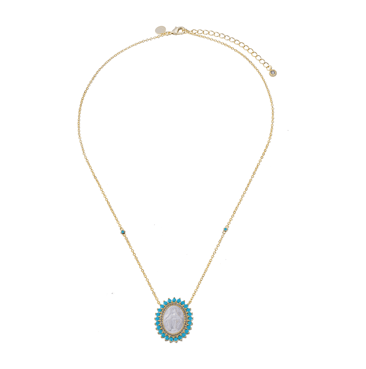 COLLAR VIRGEN AZUL DORADA