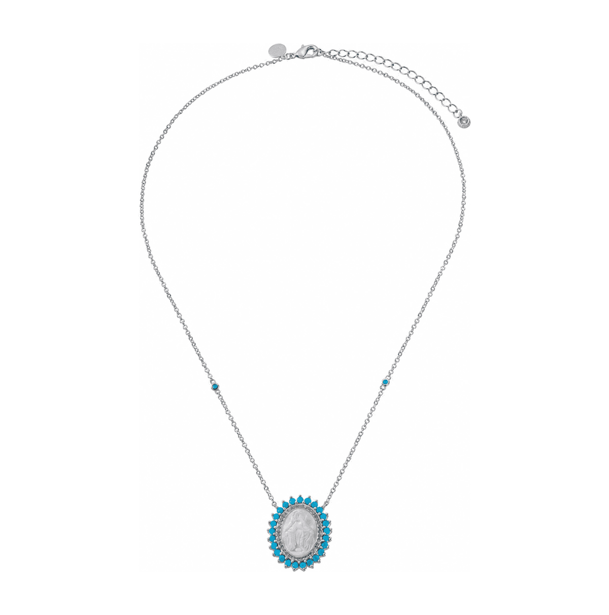 COLLAR VIRGEN TURQUESA PLATEADA