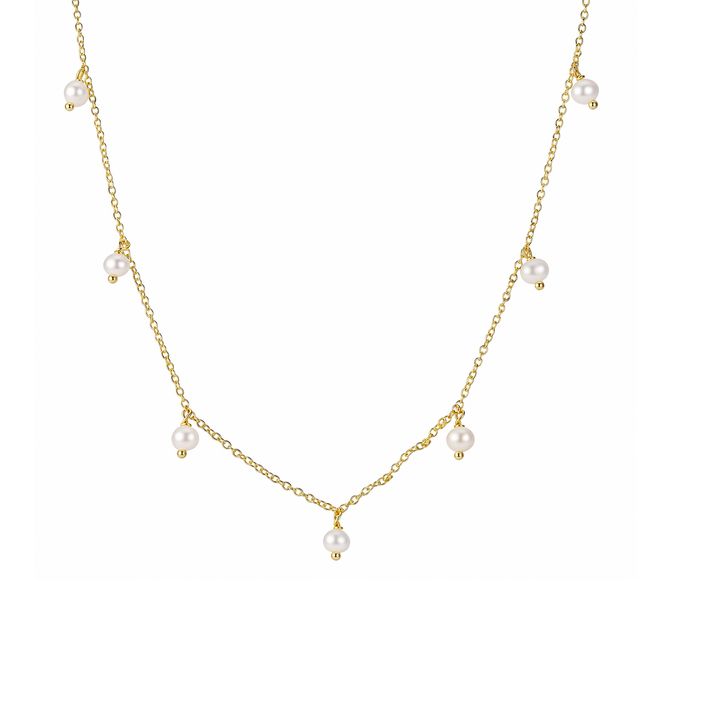 Título: Collar de Perlas con Cadena Dorada