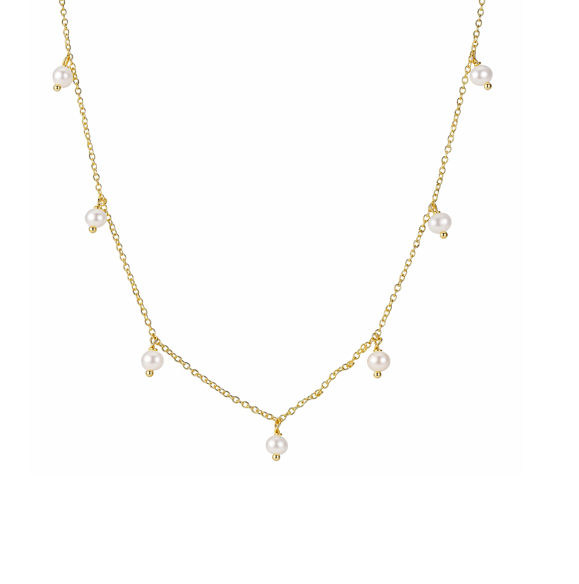 Título: Collar de Perlas con Cadena Dorada