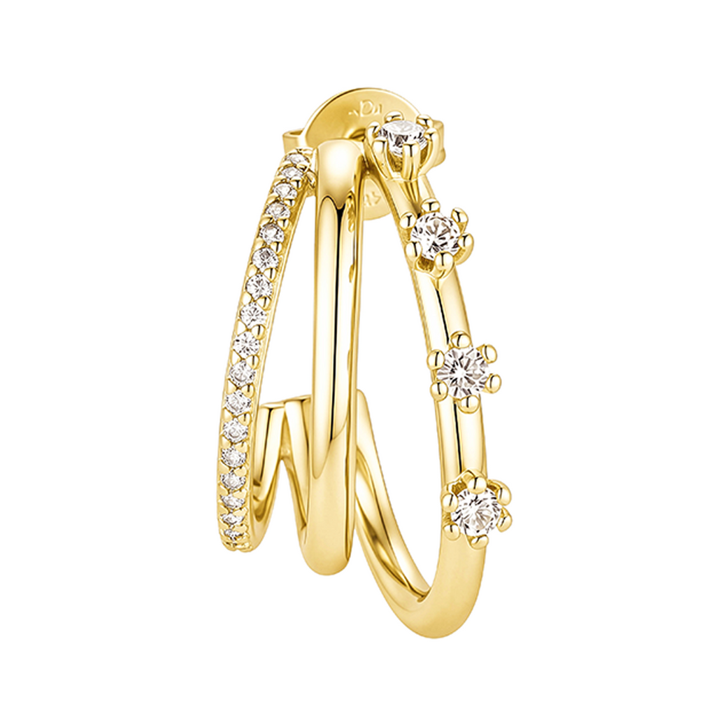 Aretes Huggie Triple con Circonias