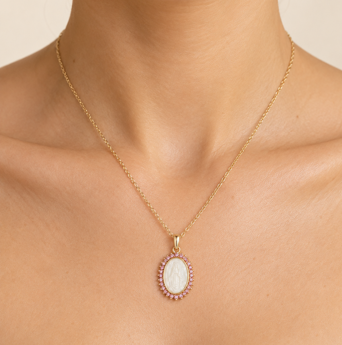 Collar Guadalupe Nácar y Rubí