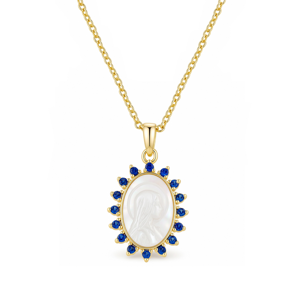 Collar Virgen Enmarcado Azul