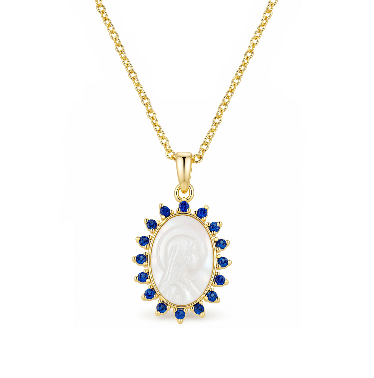 Collar Virgen Enmarcado Azul