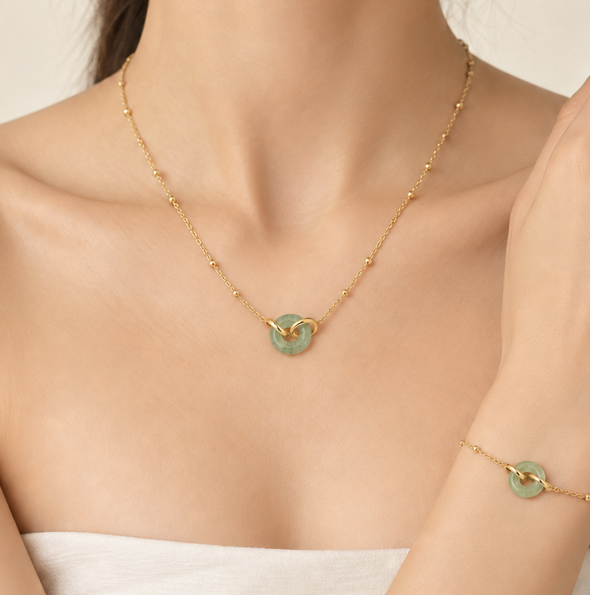 Set Collar y Pulsera Aro Jade