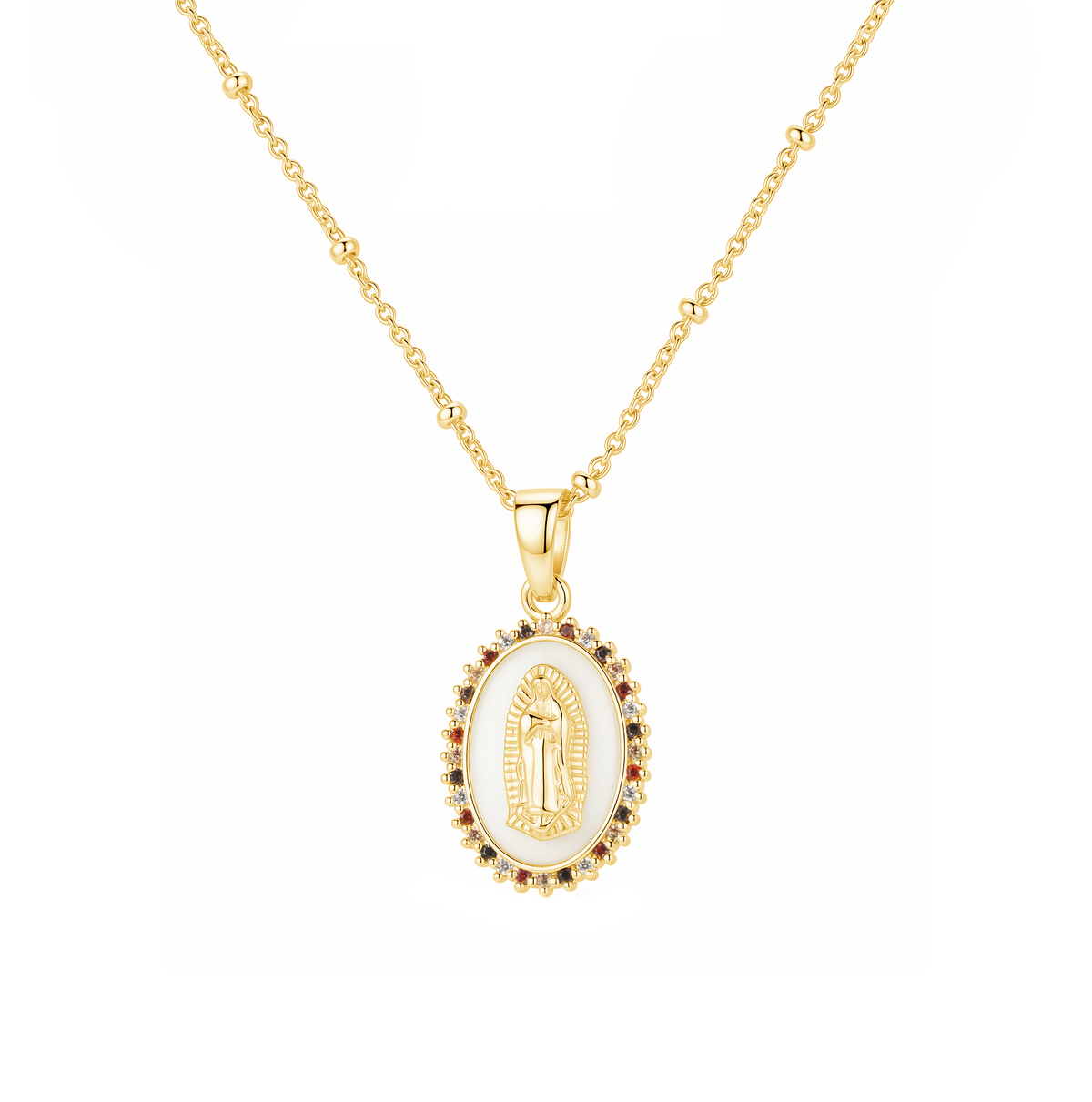 Collar Virgen de Guadalupe Madre Perla