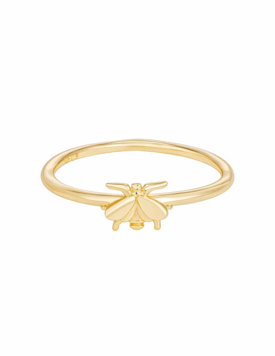 Anillo Mosca Plata 925 baño de oro