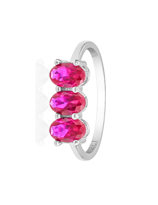 Anillo Circonias Rosa Plata 925 baño de Oro