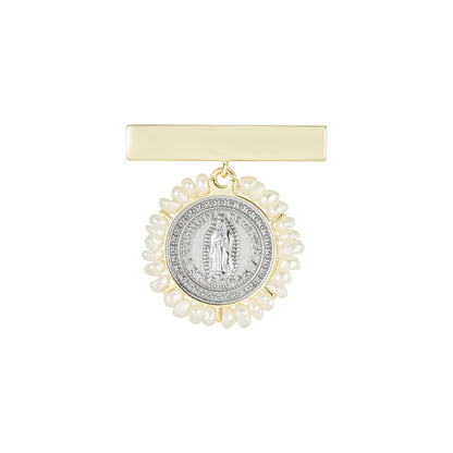 Pin Virgen de Guadalupe con Perlitas Circonias Plata 925 y baño de Oro